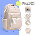 Boss Plus Large Diaper Bag Backpack with 19 Pockets (Oat)