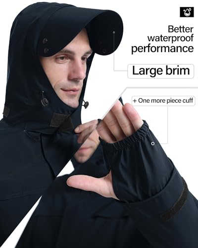 Rain Suit Waterproof Breathable Lightweight 2 (X-Large / Navy Blue)