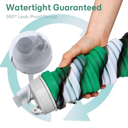 Reusable BPA Free Foldable Silicone Water Bottles for Kids (Green / 1pack)