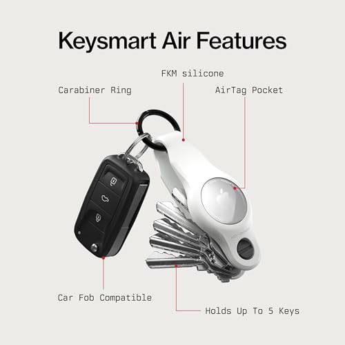 KeySmart Air AirTag Keychain FKM Silicone Key Holder (White)
