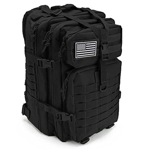 45L Military Tactical Backpacks For Men Camping Hiking Trekking Daypack Bug Out Bag Lage MOLLE 3 Day Assault Pack (0.1 Black)