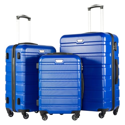 Luggage Set 3 Piece Lightweight Durable Hardshell (Blue)