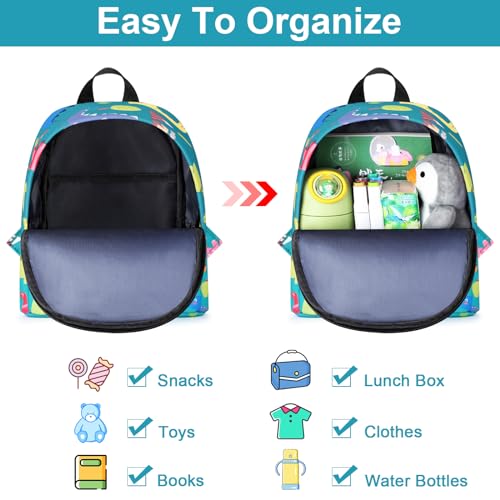 Toddler Backpack Leash with Anti Lost Wrist Link (Turquoise/Dino, Green Link)