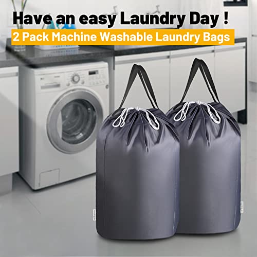 140L Washable Laundry Bags with Handles (Elegant Grey)