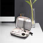 Electronics Organizer Cord Organizer Travel (Black Plaid)