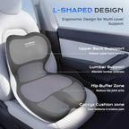 Car Seat Cushion and Lumbar Support Pillow One Piece (Gray-b / 1 Piece)