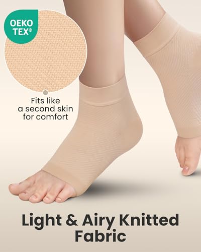 Ankle Compression Sleeve (Beige / 15-20mmHg / 1 Pair / XX-Large)
