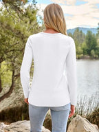 Business Casual Tops for Women Fall Long Sleeve Basic Tee (Medium / 01white)
