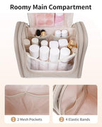 Hanging Toiletry Bag for Women (Quilted Khaki / Large)
