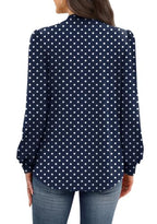Long Sleeve Shirts for Women Fall Outfits for Women 2026 Business Casual Tops Blouses Dressy Casual Early Fall Fashion Clothing School Outfits for Teachers Work Clothes Trendy (05 - Navy Blue Polka Dot / X-Large)