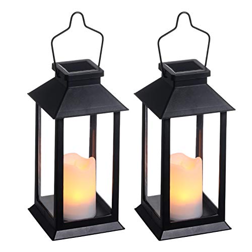 2 Pack Solar Lanterns (Black Modern)