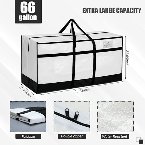 4 Pcs 66 Gallon Extra Large Moving Bags Heavy Duty Storage Bag (66 Gallon / Black and White)
