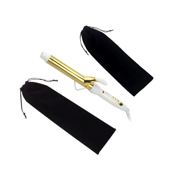 Flat Iron Case - Soft Cotton Curling Wand Sleeve and Travel Pouch for Hair Straighteners, Curling Irons, and Styling Tools (2Pcs, Black)