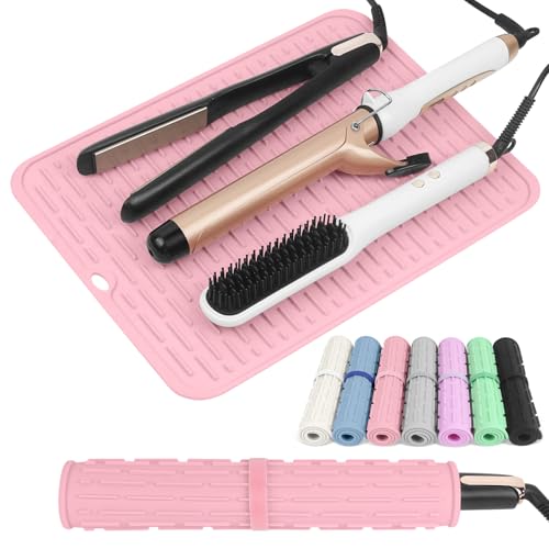 Oversize Silicone Heat Resistant Mat for Hair Tools (Pink)