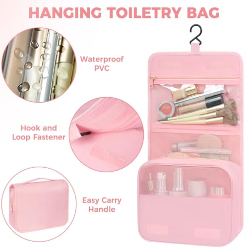 9 Set Packing Cubes with Packing List Luggage Packing Organizers for Travel Accessories (Pink)