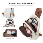 7L Crossboydy Sling Bag for Women Vegan Leather Crossbody Purse Fanny Pack Chest Bag for Travel (7L / 7l-beige Brown)