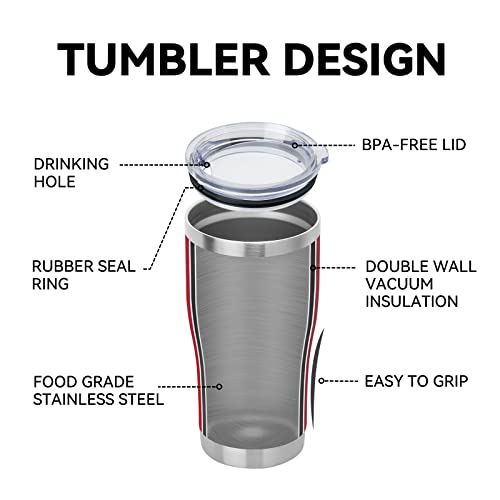 20oz Tumbler with Lid Stainless Steel Tumblers Bulk (Red / 4 count)