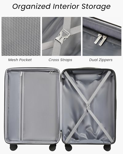 24 Inch Medium Checked Luggage (24 Inch / White Brown)