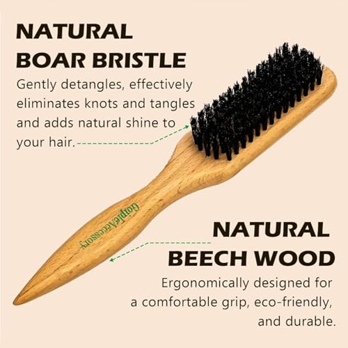 Slick Back Hair Brush & Wax Stick Set for Slick Back Hair (Bristle Brush & Wax Stick-2pcs)