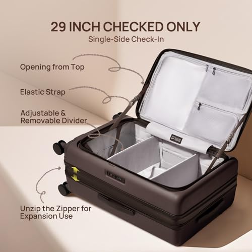 Large Checked Luggage Flat Top Opening (01-Dark Chocolate Americano / Checked 29-Inch (Top Opening, 96L))