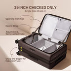 Large Checked Luggage Flat Top Opening (01-Dark Chocolate Americano / Checked 29-Inch (Top Opening, 96L))