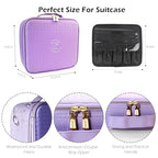 Travel Makeup Bag Cosmetic Bag Makeup Organizer Bag with Lighted Mirror (Violet / Woven)