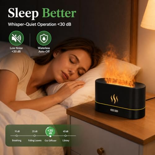 Flame Air Diffuser Humidifier (Black / 180ml)