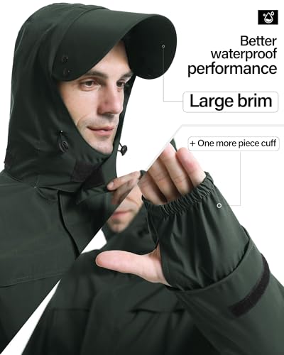 Rain Suit Waterproof Breathable Lightweight 2 (XX-Large / Grey Green)