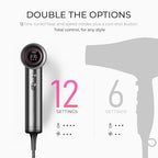 Blow Dryer with Comb & Diffuser (Metal Gray)