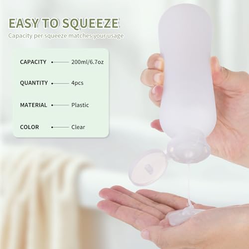 Empty Shampoo Bottles 6.7oz (200ml-4 / Clear)