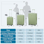20"/24"/28" Expandable Hardshell Luggage Sets 3 Piece, Bamboo Green (Bamboo Green / Expandable 3-Piece Set(20/24/28))