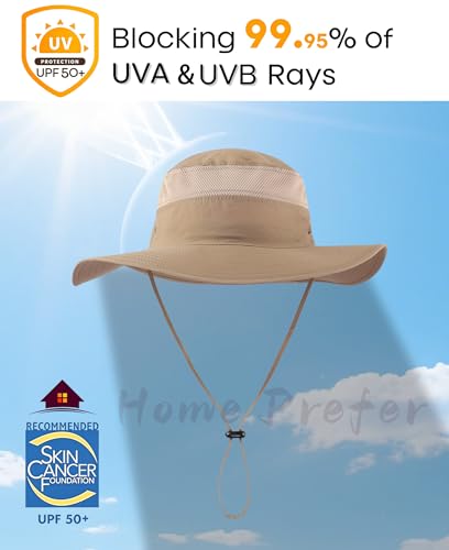UPF50+ Mens Sun Hat Wide Brim Sun Protection Hat for Men Women Summer Hat Light Weight Breathable Beach Bucket Hat for Garden Fishing Hiking Camping Dark Khaki (One Size / Dark Khaki)