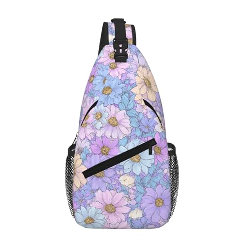 Sling Bag Daisy Flower Pastel Color Hiking Daypack Crossbody Shoulder Backpack Travel Chest Pack for Men Women (B0174)