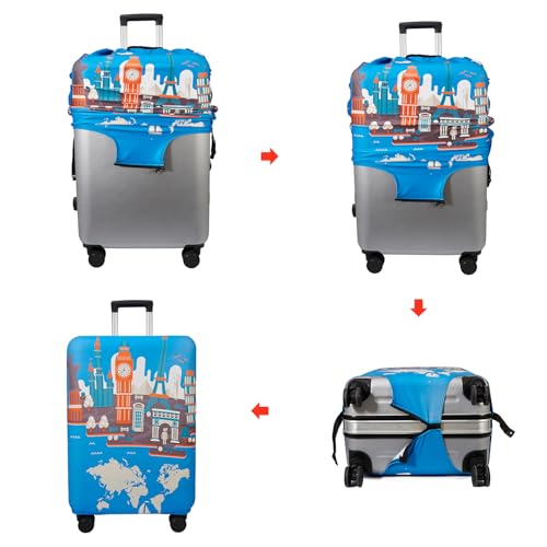 Travel Luggage Cover Suitcase Cover Protector Skins 18 (Eiffel Tower / S (for 18--20 inch luggage))