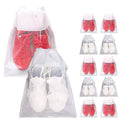 12 Pack Portable Shoe Bags for Travel Large Shoes Pouch Storage Organizer Clear Window with Drawstring for Men and Women White (White)