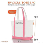 Medium Classic Personalized Monogram Canvas Tote Bag for Women (Coral)