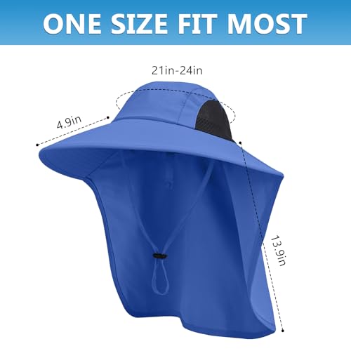 Sun Hat for Men Women with Neck Flap (6 3/4-6 7/8 / 1pack-royal Blue)