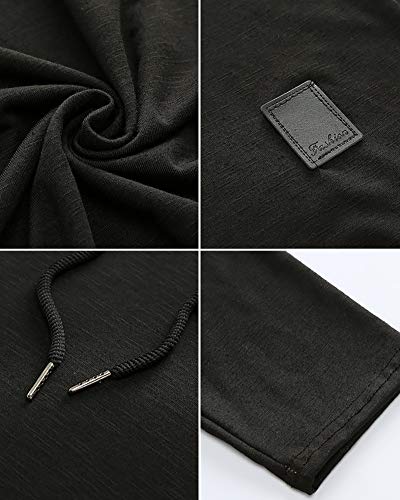 Mens Fashion Hoodies Sport Pullover Solid Color Shirt Workout Lightweight Tops Black (Small / Black1)