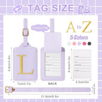 Personalized Initial Luggage Tags for Suitcase (Purple Leather,glod Letter / L)