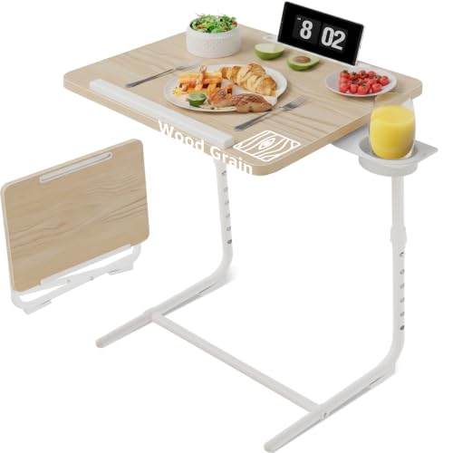 Adjustable TV Tray Table for Couch (Natural Wood)