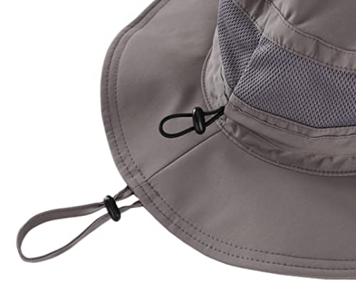 Women's Sun Hat UPF 50+ Wide Brim Bucket Hat Breathable UV Protection Fishing Hat (Large / Dark Grey)