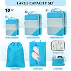 Compression Packing Cubes for Travel (10 Mesh/Bule / 10 Set)