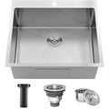 25 x 22 Inch Drop In Kitchen Sink (Brushed Nickel / 25" x 22" x 9")