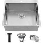 25 x 22 Inch Drop In Kitchen Sink (Brushed Nickel / 25" x 22" x 9")