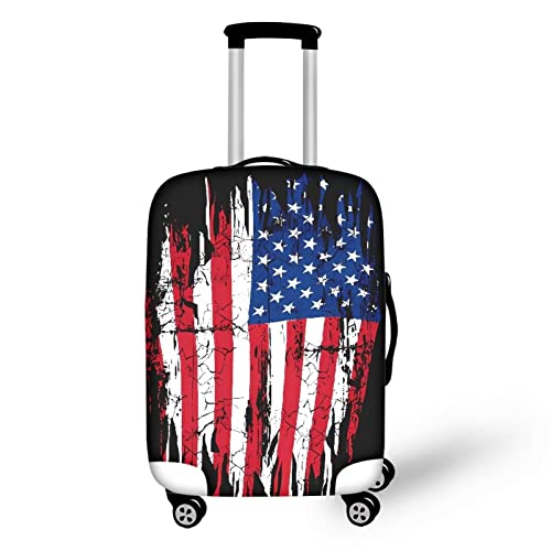 USA Flag Star Stripes Flag Luggage Covers Protector Elastic Spandex Baggage Case Fit 26 (L(for 26-29 inch luggage) / USA Flag Star)