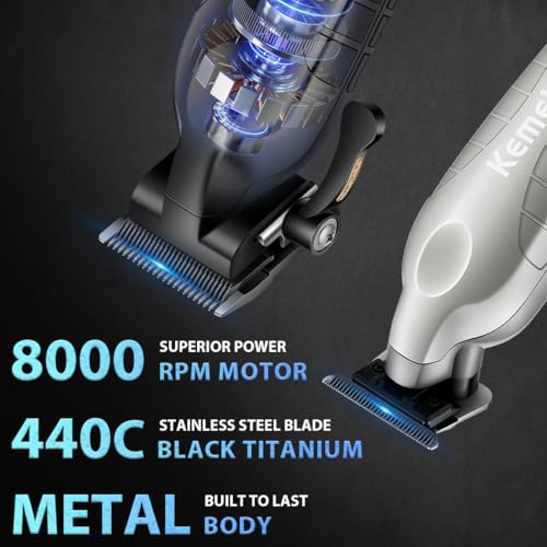 KM-2293 3-Piece Cordless Barber Kit with Foil Shaver, Silver (Silver)