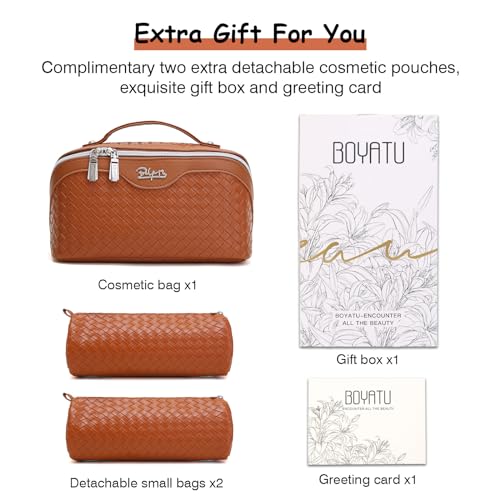 Travel Makeup Bag Cosmetic Bags for Women (L08 Brown)