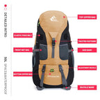 50L Hiking Backpack (50L / Gold - With Shoe Compartment)