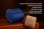 Genuine Napa Leather Watch Roll Travel Case for 3 Watches (Blue - Single)