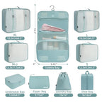 10 Set Packing Cubes Various Sizes Packing Organizer for Travel Accessories Luggage Carry On Suitcase (10-Dusty Blue / 10 Set-full Mesh)